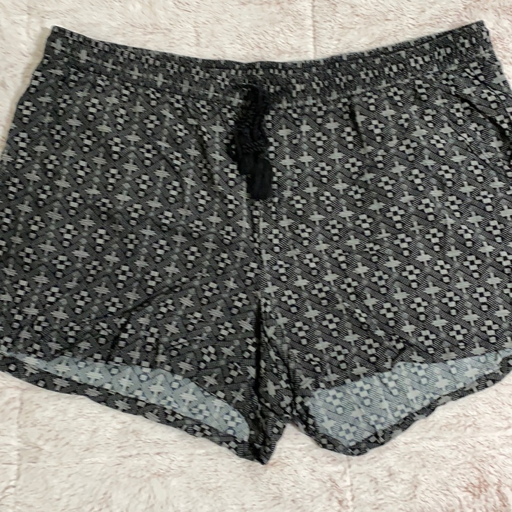Black and white braided fringe tie short nvr worn